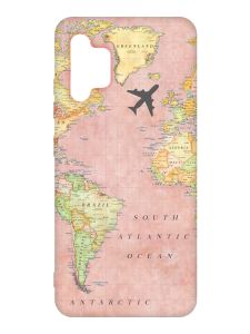 Матовий чохол з рожевими боками на Samsung Galaxy A32 :: Подорожі. Карта (принт 320)