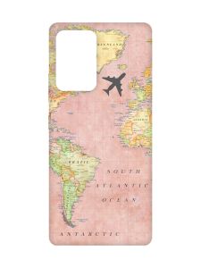 Матовий чохол з рожевими боками на Samsung Galaxy A52 :: Подорожі. Карта (принт 320)