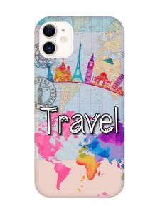 Матовий чохол з бірюзовими боками на Apple iPhone 11 (6.1) :: Подорож. Travel (принт 321)