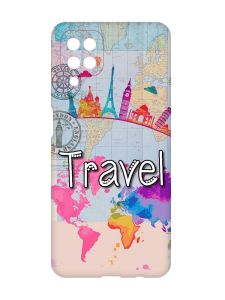 Матовий чохол з червоними боками на Samsung Galaxy A12 :: Подорож. Travel (принт 321)