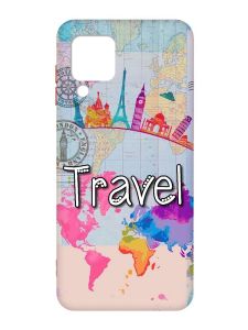 Матовий чохол з червоними боками на Samsung Galaxy A22 4G/M32/M22 :: Подорож. Travel (принт 321)