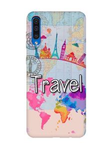 Матовий чохол з рожевими боками на Samsung Galaxy A50 (2019) A505 :: Подорож. Travel (принт 321)