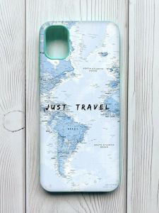 Матовий чохол з бірюзовими боками на Samsung Galaxy A04E / A042 :: Подорожі. Карта (принт 323)