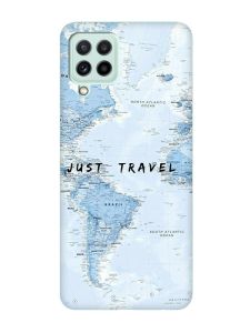 Матовий чохол з бірюзовими боками на Samsung Galaxy A22 4G/ M32/ M22 :: Подорожі. Карта (принт 323)