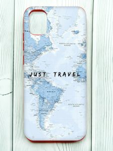 Матовий чохол з червоними боками на Samsung Galaxy A04E/A042 :: Подорожі. Карта (принт 323)