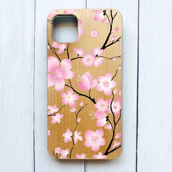 Дерев'яний чохол на iPhone 12 / 12 Pro (6.1) :: Квітуча сакура (принт 282)