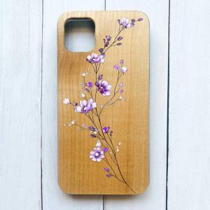 Дерев'яний чохол на iPhone 12 / 12 Pro (6.1) :: Гілочка квітів (принт 278)