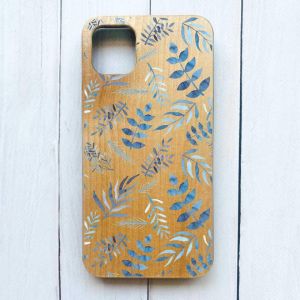 Дерев'яний чохол на iPhone 12 / 12 Pro (6.1) :: Рослинний фон (принт 276)