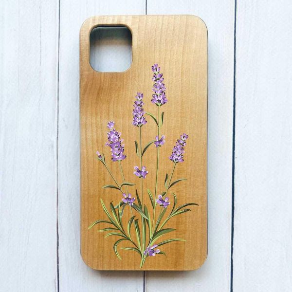 Дерев'яний чохол на iPhone 12 / 12 Pro (6.1) :: Гілочки лаванди (принт 266)