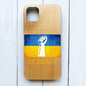 Дерев'яний чохол на iPhone 12 / 12 Pro (6.1) :: Мужність Україна (патріотичний принт 42)