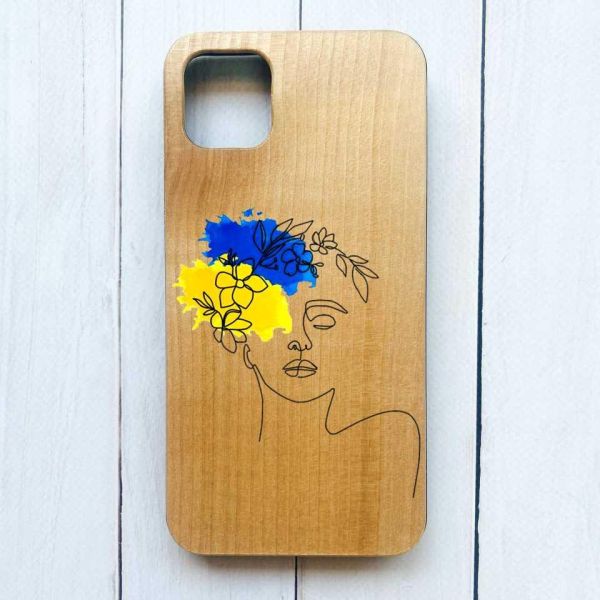 Дерев'яний чохол на iPhone 12 / 12 Pro (6.1) :: Українка Арт (патріотичний принт 3)