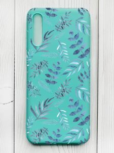 Матовий бірюзовий чохол на Samsung Galaxy А50 (2019) А505F :: Рослинний фон (принт 276)