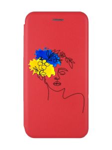 Чохол-книжка з малюнком для Samsung Galaxy M32/ M22/ A22 4G Червоний :: Українка Арт (патріотичний принт 3)