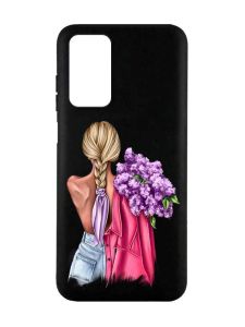 Матовий чорний чохол на Xiaomi Redmi Note 11 4G :: Дівчина з бузком (принт 7)