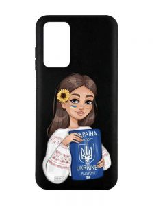 Матовий чорний чохол на Xiaomi Redmi Note 11 4G :: Дівчина з паспортом (патріотичний принт 12)