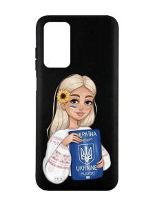 Матовий чорний чохол на Xiaomi Redmi Note 11 4G :: Дівчина з паспортом (патріотичний принт 13)