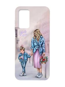 Матовий чохол з чорними боками на Xiaomi Redmi Note 11 4G :: Мама і донька (принт 56)