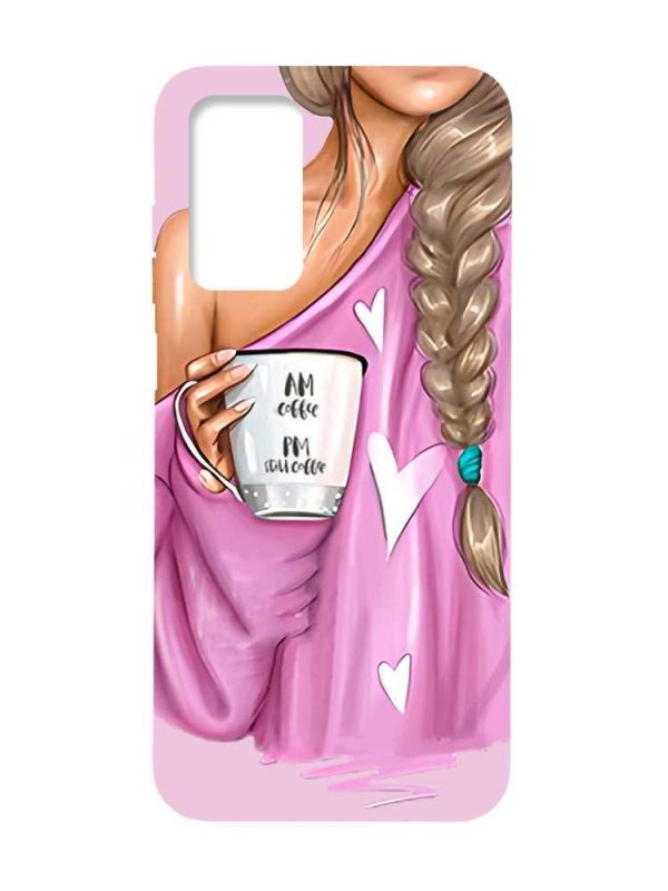 Матовий чохол з чорними боками на Xiaomi Redmi Note 11 4G :: Дівчина з кавою (принт 58)