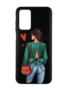Матовий чорний чохол на Xiaomi Redmi Note 11 4G :: Дівчина в зеленому (принт 224)