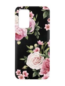 Матовий чорний чохол на Xiaomi Redmi Note 11 4G :: Рожеві квіти (принт 287)