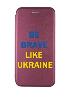 Чохол-книжка з малюнком для Xiaomi Redmi 12C Бордовий :: Сміливість (патріотичний принт 5)