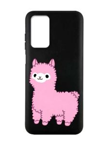 Матовий чорний чохол на Xiaomi Redmi Note 11 4G :: Лама рожева (принт 100)