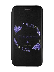 Чохол-книжка з малюнком для Samsung Galaxy A24 Чорний :: Лавандовий віночок (принт 19)