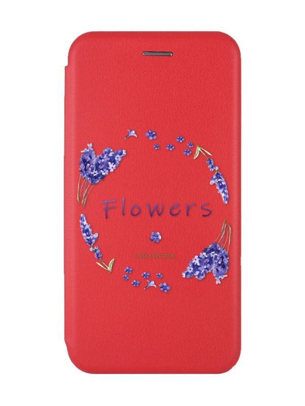 Чохол-книжка з малюнком для Samsung Galaxy M32/ M22/ A22 4G Червоний :: Лавандовий віночок (принт 19)