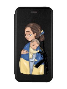 Чохол-книжка з малюнком для Samsung Galaxy A54 5G Чорний :: Мама-захисниця (патріотичний принт 20)