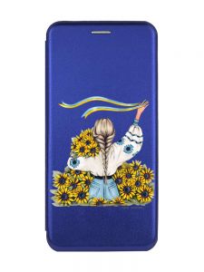 Чохол-книжка з малюнком для Samsung Galaxy M32/ M22/ A22 4G Синій :: Дівчина зі стрічкою (принт 25)