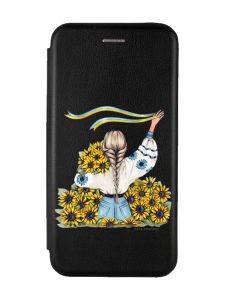 Чохол-книжка з малюнком для Samsung Galaxy A14 5G Чорний :: Дівчина зі стрічкою (принт 25)