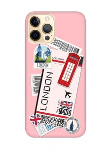 Матовий рожевий чохол на Apple iPhone 12 Pro Max :: Подорожі. Лондон (принт 326)