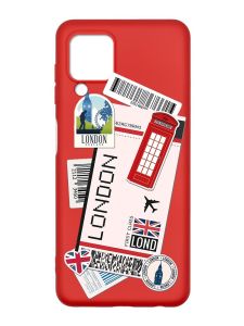 Матовий червоний чохол на Samsung Galaxy A22 4G/M32/M22 :: Подорожі. Лондон (принт 326)