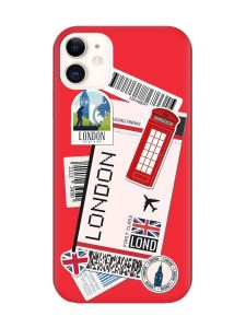 Матовий червоний чохол на Apple iPhone 11 (6.1) :: Подорожі. Лондон (принт 326)