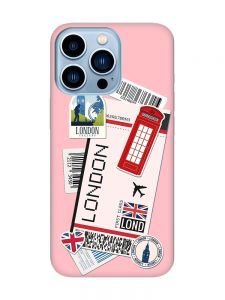Матовий рожевий чохол на Apple iPhone 13 Pro Max :: Подорожі. Лондон (принт 326)