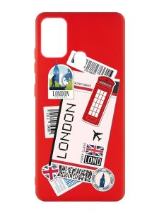 Матовий червоний чохол на Samsung Galaxy M30s/M21 :: Подорожі. Лондон (принт 326)