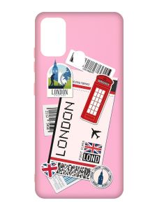 Матовий рожевий чохол на Samsung Galaxy M30s/M21 :: Подорожі. Лондон (принт 326)