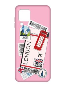 Матовий рожевий чохол на Samsung Galaxy A22 4G/M32/M22 :: Подорожі. Лондон (принт 326)