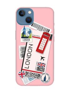 Матовий рожевий чохол на Apple iPhone 13 :: Подорожі. Лондон (принт 326)