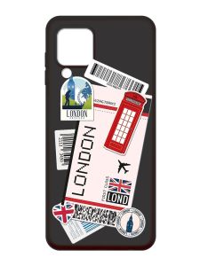 Матовий чорний чохол на Samsung Galaxy A22 4G/M32/M22 :: Подорожі. Лондон (принт 326)