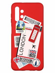 Матовий червоний чохол на Samsung A13 4G :: Подорожі. Лондон (принт 326)