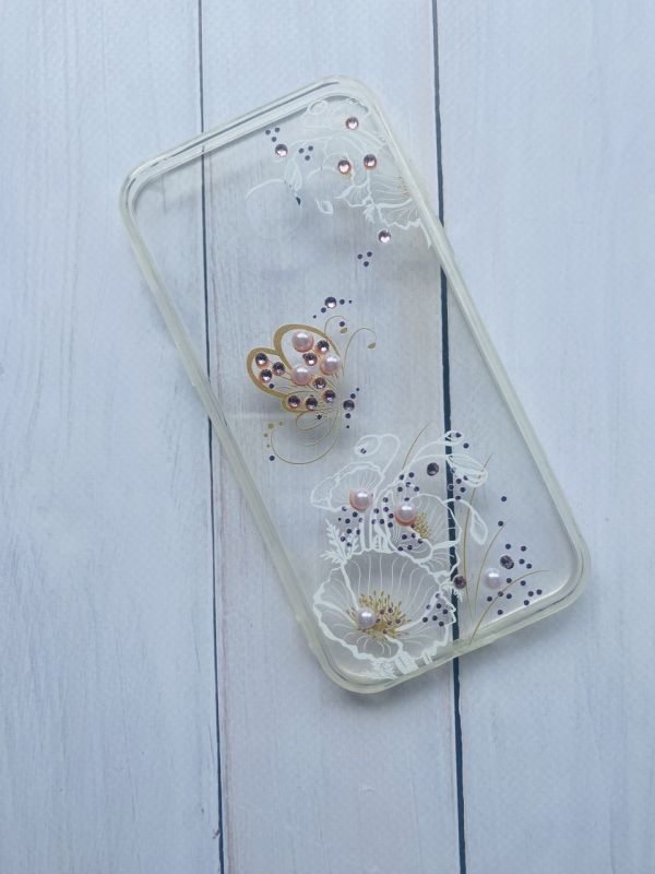 Силіконовий чохол з камінням для Samsung Galaxy А3(2017) А320 Метелик і маки
