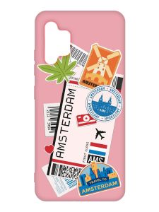 Матовий рожевий чохол на Samsung Galaxy A32 :: Подорожі. Амстердам (принт 327)