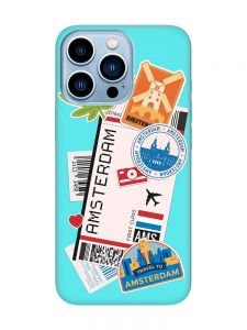 Матовий бірюзовий чохол на Apple iPhone 13 Pro Max :: Подорожі. Амстердам (принт 327)