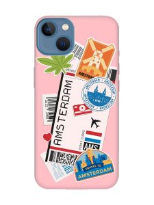 Матовий рожевий чохол на Apple iPhone 13 :: Подорожі. Амстердам (принт 327)