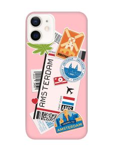 Матовий рожевий чохол на Apple iPhone 12 / 12 Pro (6.1) :: Подорожі. Амстердам (принт 327)