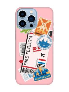 Матовий рожевий чохол на Apple iPhone 13 Pro Max :: Подорожі. Амстердам (принт 327)
