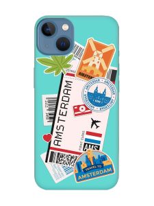 Матовий бірюзовий чохол на Apple iPhone 13 :: Подорожі. Амстердам (принт 327)