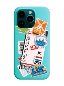 Матовий бірюзовий чохол на Apple iPhone 14 Pro :: Подорожі. Амстердам (принт 327)