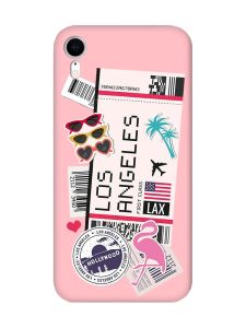 Матовий рожевий чохол на Apple iPhone XR :: Подорожі. Лос-Анджелес (принт 328)